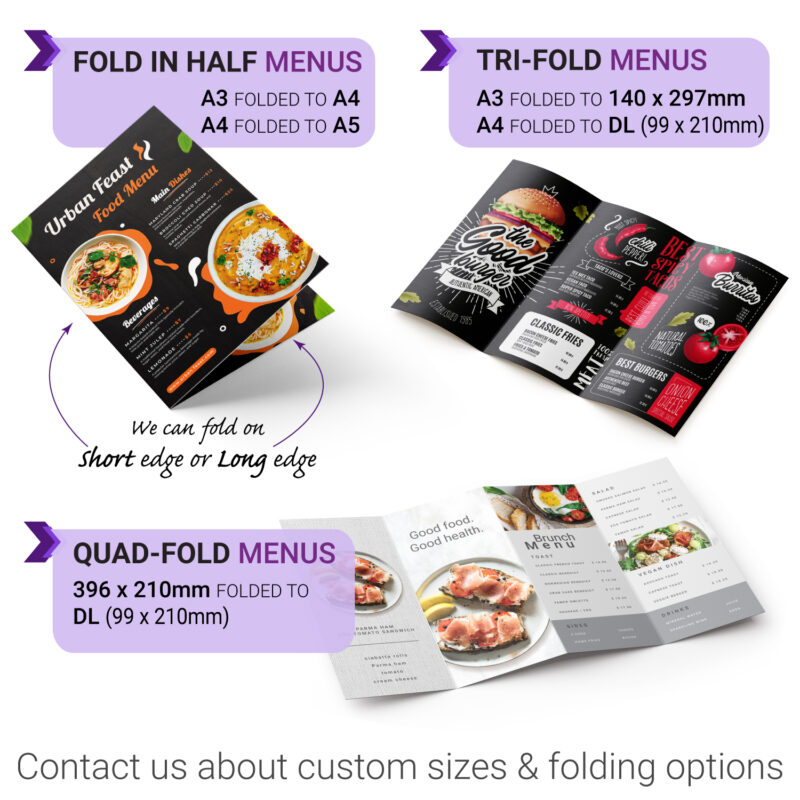 menu printing services